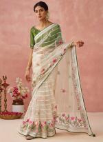 Brasso Green Festival Wear Printed Saree